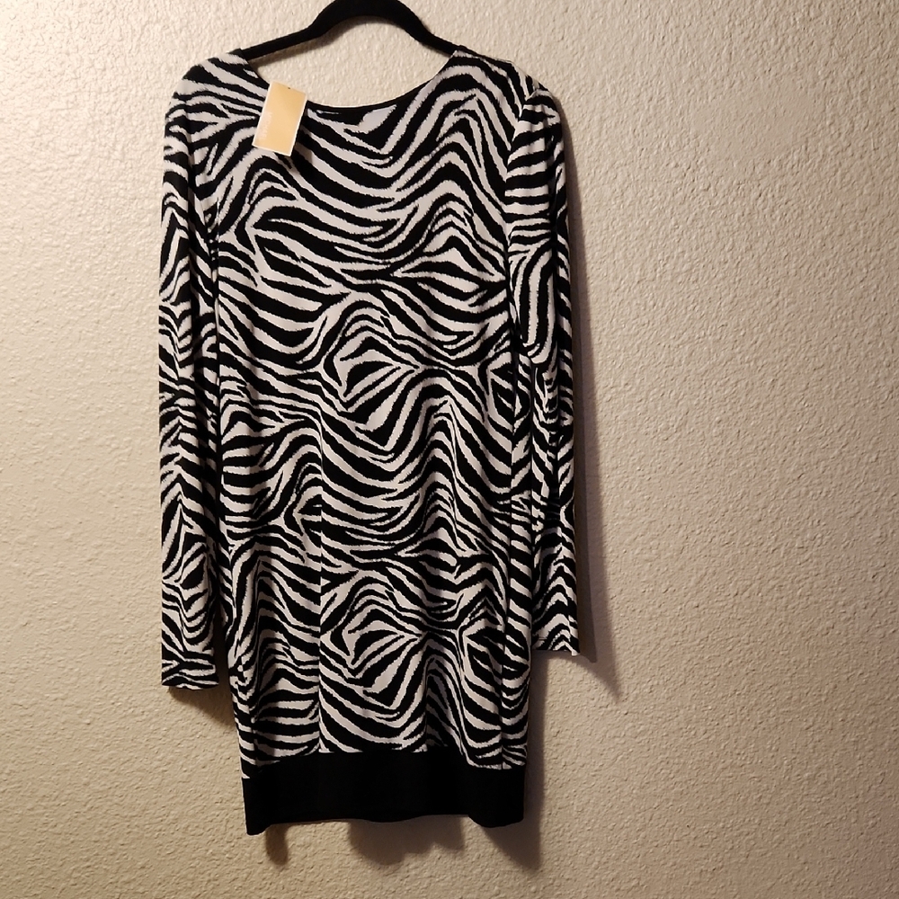Micheal Kors Zebra Print Long Sleeve Dress